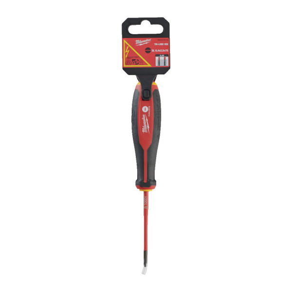 Викрутка з тригранною рукояткою ізольована VDE MILWAUKEE, SL 0,4х2,5х75 Викрутка з тригранною рукояткою ізольована VDE MILWAUKEE, SL 0,4х2,5х75