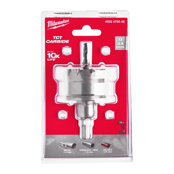 Коронка Holesaw TCT MILWAUKEE, для сталі/нержавіючої сталі, діаметр 44мм