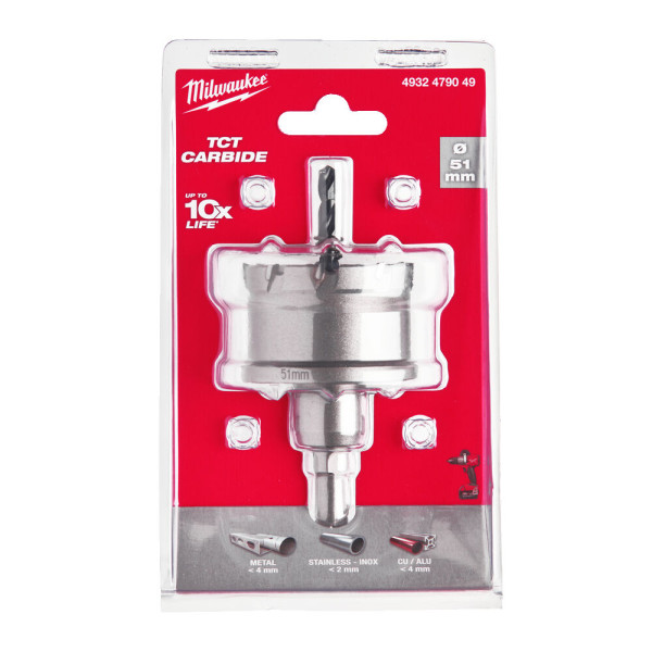 Коронка Holesaw TCT MILWAUKEE, для сталі/нержавіючої сталі, діаметр 51мм