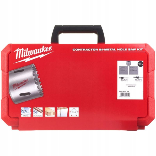 Частина арт. 4932464719: Набор коронок BiM Contractor MILWAUKEE Set 1 (діаметри 25/32/40/54/68/76мм) (10шт)