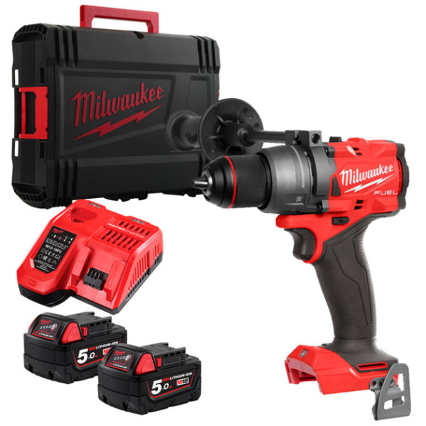 Дриль-шуруповерт акумуляторний безщітковий MILWAUKEE, M18 FDD3-502X, 158Нм (зарядний пристрій М12-18 FC, 2 акумулятори М18 В5 5А