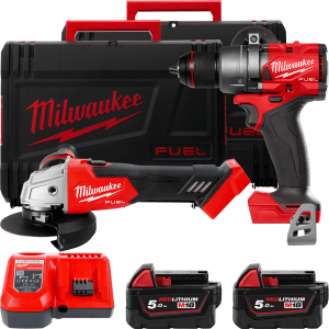 Набір акумуляторних інструментів Milwaukee M18FPP2E3-502X (ударний дриль M18 FPD3, кутова шліфувальна машина M18 FSAG125X, 2xаку