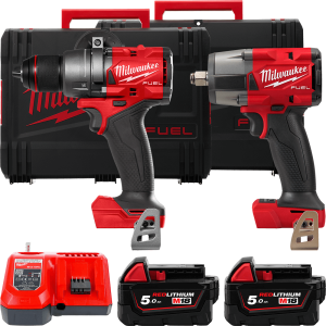 Набір акумуляторних інтрументів Milwaukee M18FPP2F3-502X (ударний дриль M18 FPD3, M18 FMTIW2F12 бездротовий ударний гайковерт 1/
