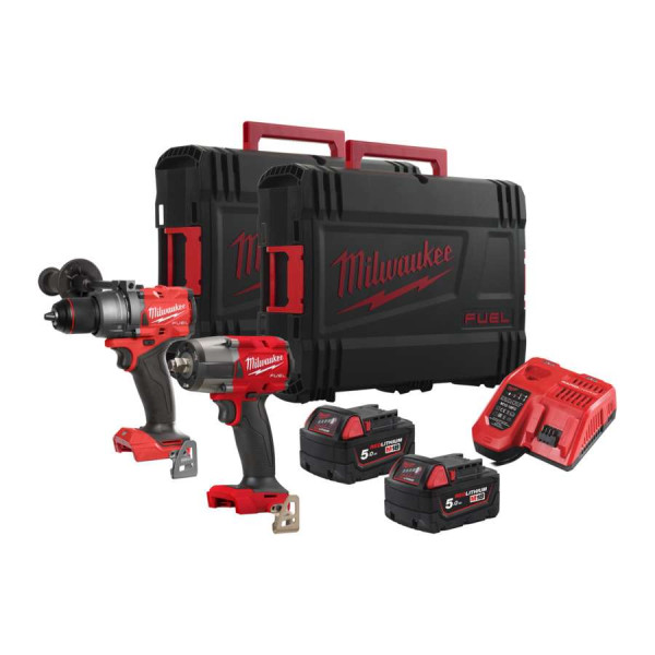 Набір акумуляторних інтрументів Milwaukee M18FPP2F3-502X (ударний дриль M18 FPD3, M18 FMTIW2F12 бездротовий ударний гайковерт 1/ Набір акумуляторних інтрументів Milwaukee M18FPP2F3-502X (ударний дриль M18 FPD3, M18 FMTIW2F12 бездротовий ударний гайковерт 1/