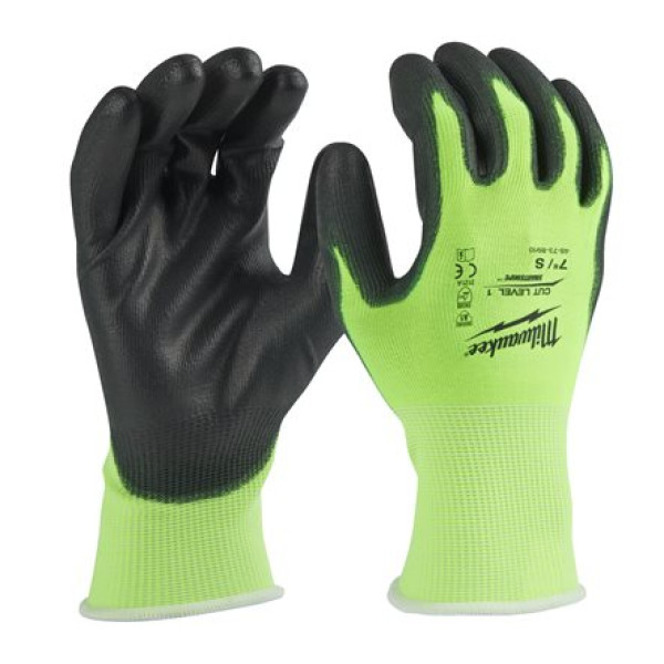 Рукавиці робочі сигнальні Hi-Vis MILWAUKEE, з опором порізам 1/A рівня, розмір 10/XL, (12 пар) Рукавиці робочі сигнальні Hi-Vis MILWAUKEE, з опором порізам 1/A рівня, розмір 10/XL, (12 пар)