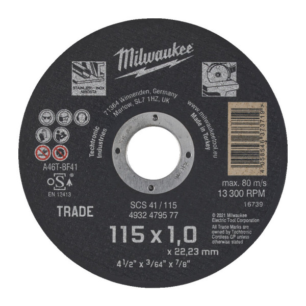 Диск відрізний по металу MILWAUKEE, SCS 41/115x1, діаметр 125мм NEW Диск відрізний по металу MILWAUKEE, SCS 41/115x1, діаметр 125мм NEW
