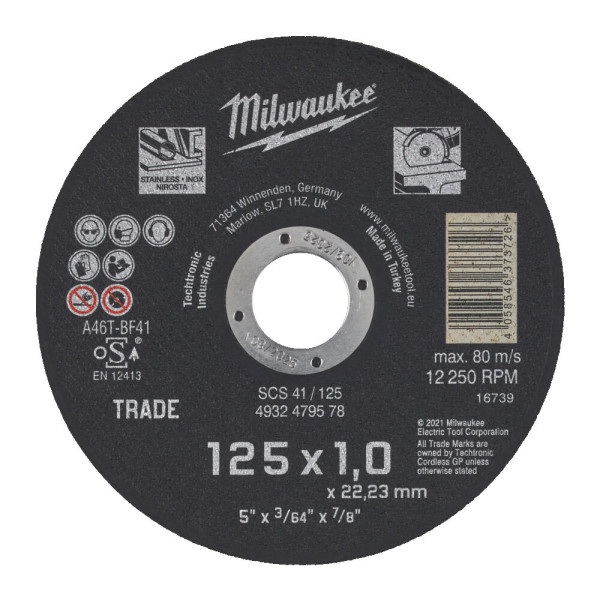 Диск відрізний по металу MILWAUKEE Trade, SCS 41/230x1,9, діаметр 230мм Диск відрізний по металу MILWAUKEE Trade, SCS 41/230x1,9, діаметр 230мм
