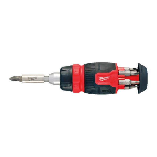 Викрутка з тріскачкою зі змінними вставками 8-в-1 MILWAUKEE (PH1/PH2/PZ1/PZ2/T15/SL 0.6x4.5/SL1.2x6.5мм)