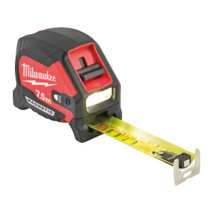Рулетка магнітна MAGNETIC MILWAUKEE з LED підсвіткою, 7,5м, (30мм)