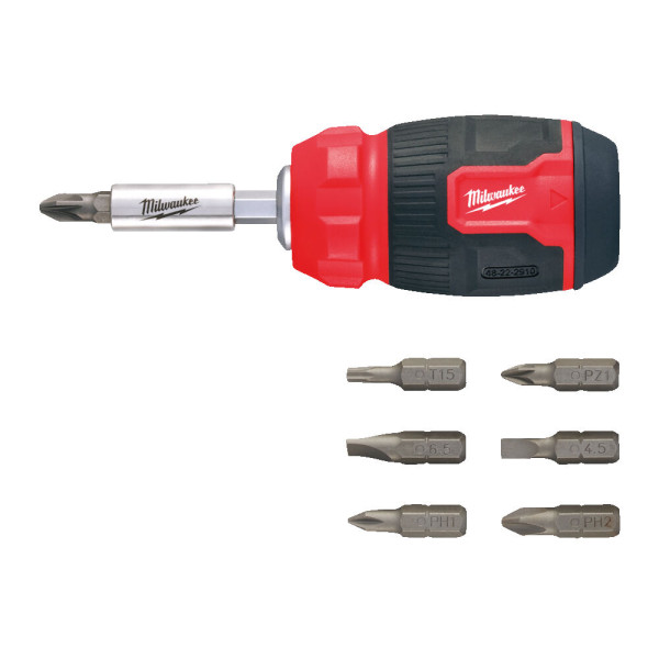 Викрутка зі змінними вставками 8-в-1 MILWAUKEE (PH1/PH2/PZ1/PZ2/T15/SL0.6x4.5/SL1.2x6.5мм) Викрутка зі змінними вставками 8-в-1 MILWAUKEE (PH1/PH2/PZ1/PZ2/T15/SL0.6x4.5/SL1.2x6.5мм)