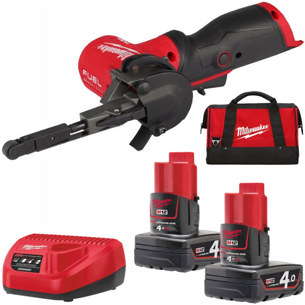 Шліфмашина стрічкова акумуляторна безщіткова MILWAUKEE, M12 FBFL10-402B, 10мм (зарядний пристрій С12 С, 2 акумулятори М12 В4 4Аг
