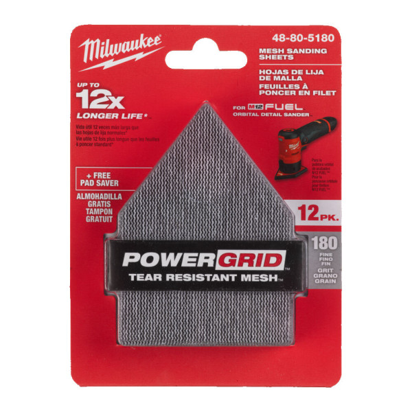 Сітка шліфувальна PG Mesh HL MILWAUKEE, 67х92мм, зерно 180, (13шт) (для M12 FDSS) (заміна на 4932501320)