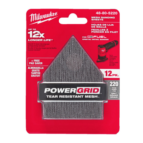 Сітка шліфувальна PG Mesh HL MILWAUKEE, 67х92мм, зерно 220, (12шт+подкладка) (для M12 FDSS) (заміна на 4932501321) Сітка шліфувальна PG Mesh HL MILWAUKEE, 67х92мм, зерно 220, (12шт+подкладка) (для M12 FDSS) (заміна на 4932501321)