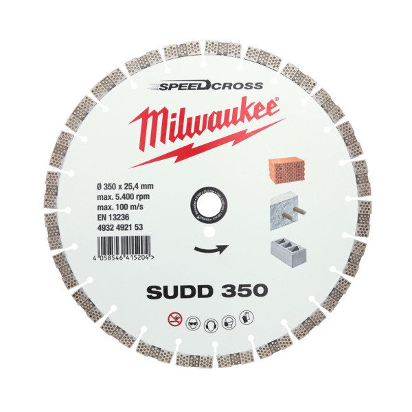 Диск алмазний Speedcross MILWAUKEE SUDD 350, діаметр 350мм (залізобетон, цегла)
