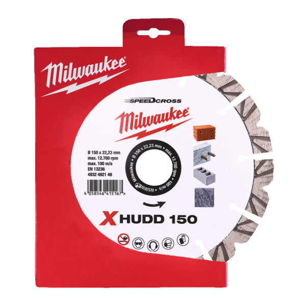 Диск алмазний Speedcross MILWAUKEE XHUDD 150, діаметр 150мм (залізобетон, граніт, цегла) Диск алмазний Speedcross MILWAUKEE XHUDD 150, діаметр 150мм (залізобетон, граніт, цегла)