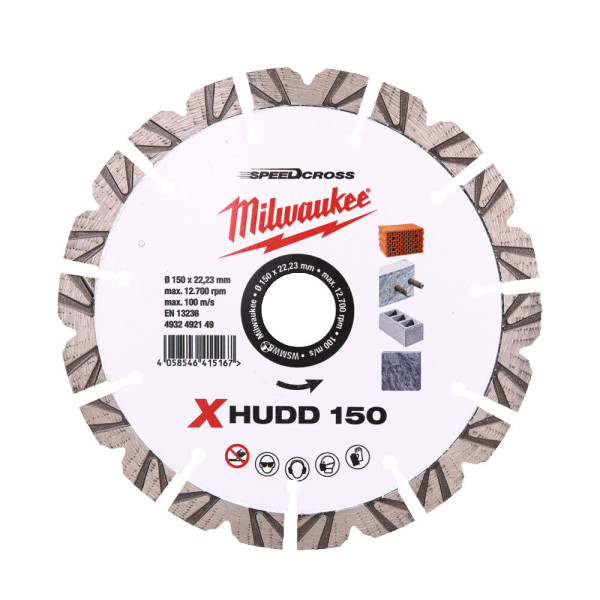 Диск алмазний Speedcross MILWAUKEE XHUDD 150, діаметр 150мм (залізобетон, граніт, цегла) Диск алмазний Speedcross MILWAUKEE XHUDD 150, діаметр 150мм (залізобетон, граніт, цегла)