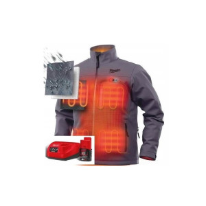 Куртка з підігрівом MILWAUKEE, M12 HJGREY5-201(S), сіра (розмір S) (+зар.пр., 1 акум.Х 2Аг)