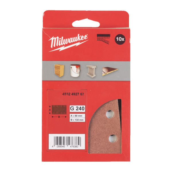 Папір шліфувальний MILWAUKEE, 80x133мм HL, зерно 240, (10шт) Папір шліфувальний MILWAUKEE, 80x133мм HL, зерно 240, (10шт)