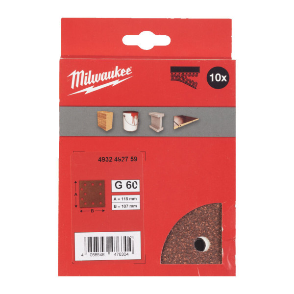 Папір шліфувальний MILWAUKEE, 115x107мм HL, зерно 60, (10шт) Папір шліфувальний MILWAUKEE, 115x107мм HL, зерно 60, (10шт)