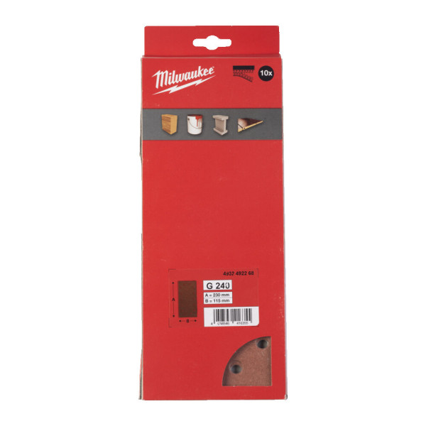 Папір шліфувальний MILWAUKEE, 115x230мм HL, зерно 240, (10шт)