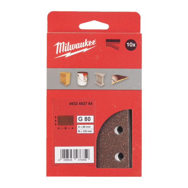 Папір шліфувальний MILWAUKEE, 80x133мм HL, зерно 80, (10шт) Папір шліфувальний MILWAUKEE, 80x133мм HL, зерно 80, (10шт)
