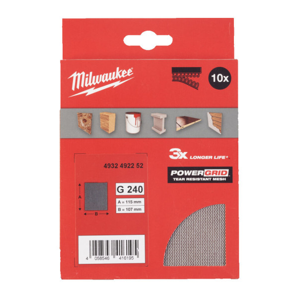 Сітка шліфувальна PG Mesh HL MILWAUKEE, 115х107мм, зерно 240, (10шт) Сітка шліфувальна PG Mesh HL MILWAUKEE, 115х107мм, зерно 240, (10шт)