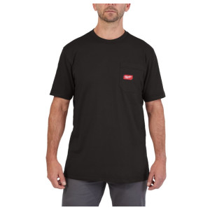 Футболка MILWAUKEE, WTSSBL-XL з кишенею та коротким рукавом, чорна, (розмір XL)