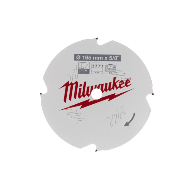 Диск пиляльний по фіброцементу PFTE MILWAUKEE, діаметр 165х5/8х1,8мм, 4 зуб. Диск пиляльний по фіброцементу PFTE MILWAUKEE, діаметр 165х5/8х1,8мм, 4 зуб.