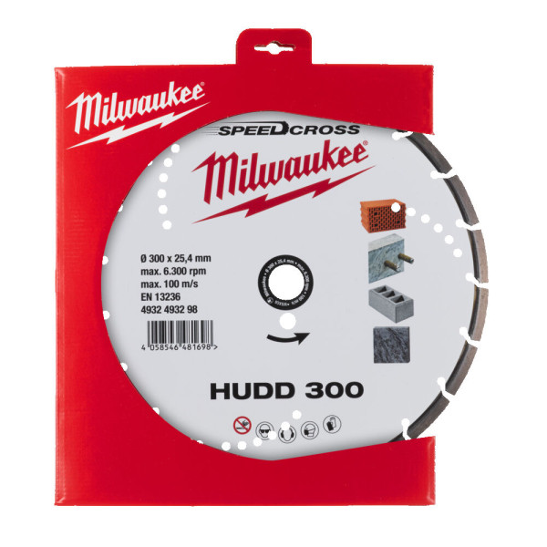 Диск алмазний Speedcross MILWAUKEE HUDD 300, діаметр 300мм (залізобетон, граніт) Диск алмазний Speedcross MILWAUKEE HUDD 300, діаметр 300мм (залізобетон, граніт)