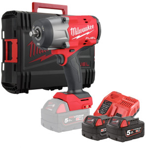 Гайковерт акумуляторний 1/2" MILWAUKEE, M18 FHIW2F12-502X, 2034Нм, (зарядний пристрій M12-18FC, 2 акумулятори М18 В5 5Аг, HDкейс
