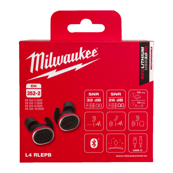 Навушники акумуляторні для роботи, з захистом слуху MILWAUKEE L4 RLEPB-301 USB Bluetooth Навушники акумуляторні для роботи, з захистом слуху MILWAUKEE L4 RLEPB-301 USB Bluetooth