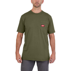 Футболка MILWAUKEE, WTSSGN-XL з кишенею та коротким рукавом, зелена, (розмір XL)