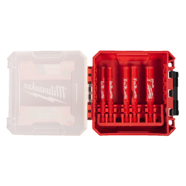 Набір коронок алмазних Diamond Plus/Max MILWAUKEE, (1/4'' Hex) (діаметр 6/6/8/8/10мм) (свердління з водою) пластиковий кейс