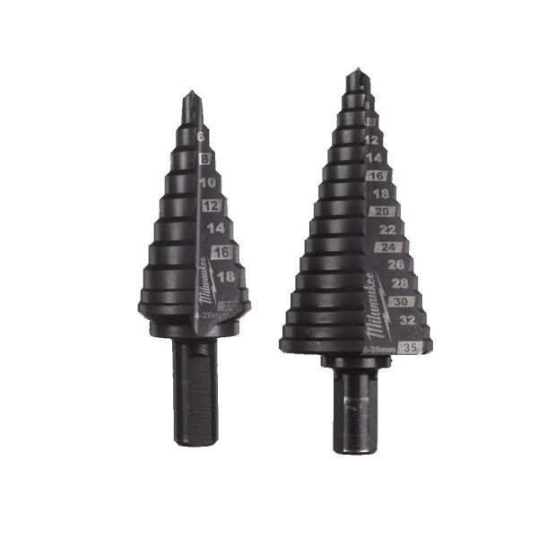 Набір свердл ступінчастих Step Drill COBALT ALCRN MILWAUKEE (O4 20мм и O6 35мм) (2шт), пластикова коробка Набір свердл ступінчастих Step Drill COBALT ALCRN MILWAUKEE (O4 20мм и O6 35мм) (2шт), пластикова коробка