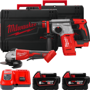 Набір з 2х інструментів акумуляторних безщіткових MILWAUKEE, M18 BLPP2G-502X (зарядний пристрій M12-18FC, 2 акумулятори М18 В5 5
