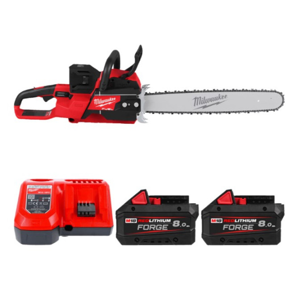 Пила ланцюгова акумуляторна безщіткова MILWAUKEE, M18 F2CHS50-802 (2х18В), шина 50см (каркас) (зарядний пристрій M12-18 FC, 2 ак Пила ланцюгова акумуляторна безщіткова MILWAUKEE, M18 F2CHS50-802 (2х18В), шина 50см (каркас) (зарядний пристрій M12-18 FC, 2 ак
