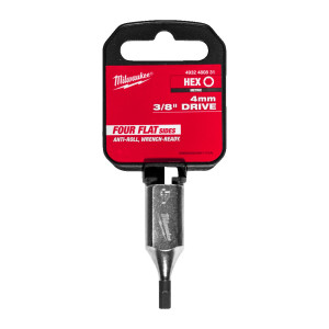 Головка торцева хромована 3/8'' MILWAUKEE з бітою Hex, 4 мм