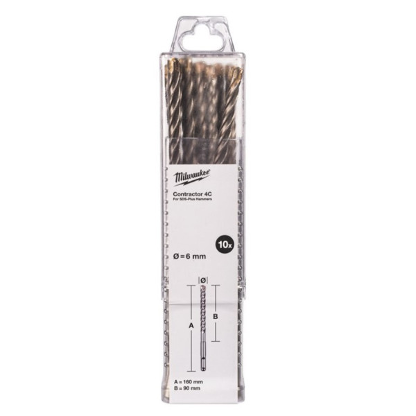 Бур SDS-PLUS 4C Contractor MILWAUKEE, O8х160мм, (10шт) Бур SDS-PLUS 4C Contractor MILWAUKEE, O8х160мм, (10шт)