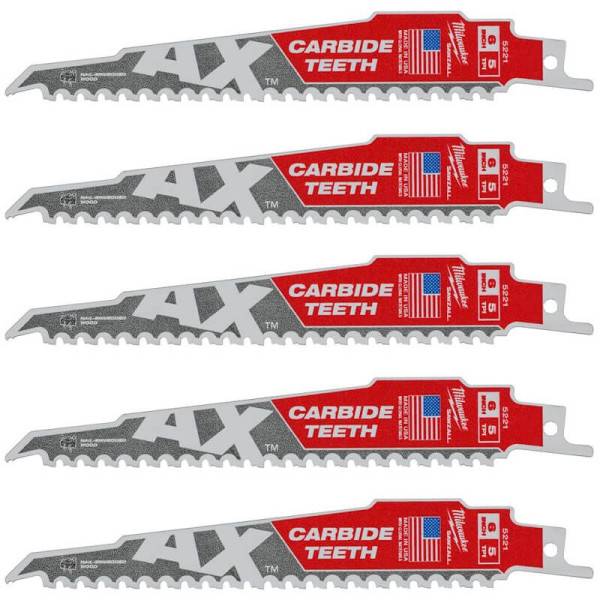 Полотно для шабельних пил AX CARBIDE MILWAUKEE, 150х5мм, (5шт), (деревина з цвяхами) Полотно для шабельних пил AX CARBIDE MILWAUKEE, 150х5мм, (5шт), (деревина з цвяхами)