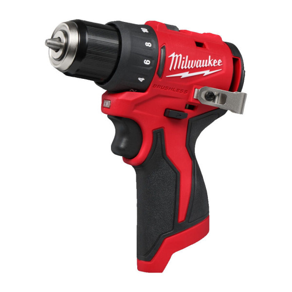 Дриль-шуруповерт акумуляторний MILWAUKEE M12 BLDDRC-402C, 40Нм (зарядний пристрій С12, 2 акумулятори М12 В4 4Аг, кліпса для реме