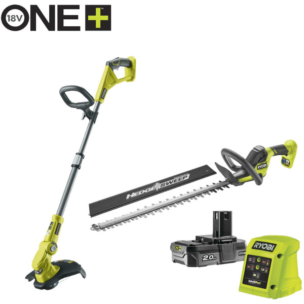 Комбінований садовий комплект RYOBI RY18LT18HTA-120 18V ONE+ (1x бездротовий триммер для трави 30 см, 1x бездротовий триммер для
