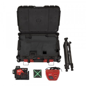 Нівелір 3D лазерний акумуляторний MILWAUKEE, M12 3PLSKIT-401P (360 градусів, зелений промінь) (зарядний пристрій С12 С, 1 акумул