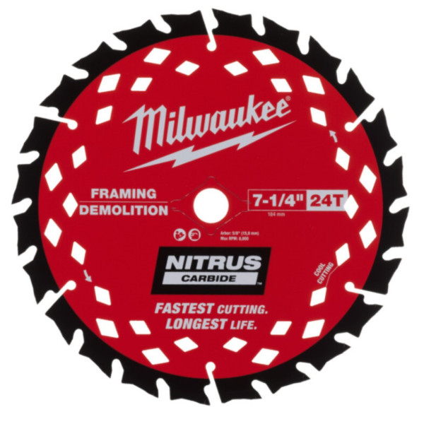 Диск пиляьний по деревині з цвяхами Nitrus MILWAUKEE, діаметр 190х30х1,6мм, 24 зуб.