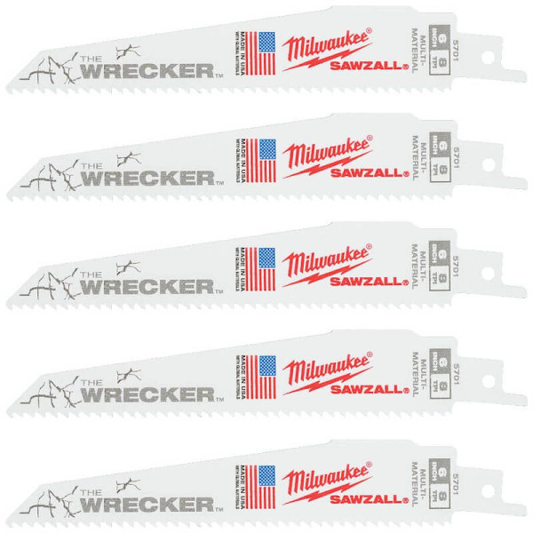 Полотно для шабельних пил WRECKER MILWAUKEE, 150х3,6/2,3мм, (5шт), (метал, деревина з цвяхами) Полотно для шабельних пил WRECKER MILWAUKEE, 150х3,6/2,3мм, (5шт), (метал, деревина з цвяхами)