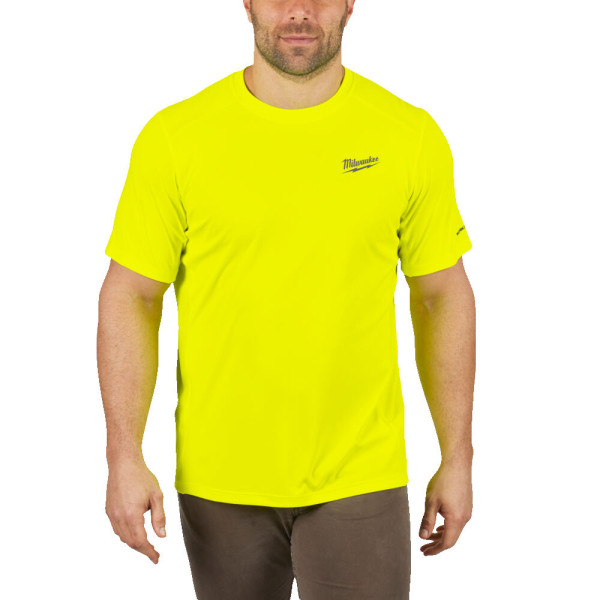 Футболка MILWAUKEE, WWSSYL-XL дихаюча з коротким рукавом, жовта Hi-Vis, (розмір XL)
