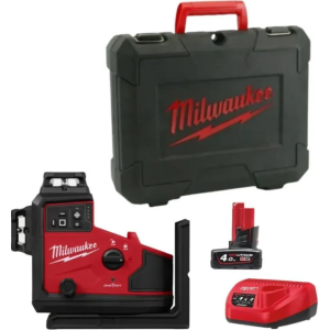 Нівелір 3D лазерний акумуляторний MILWAUKEE, M12 A3PLO-401C (360 градусів, зелений промінь)  (зарядний пристрій С12 С, 1 акумуля