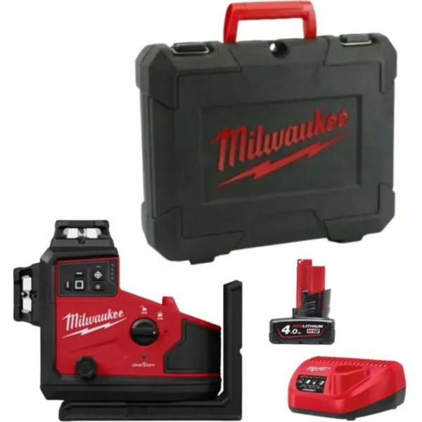 Нівелір 3D лазерний акумуляторний MILWAUKEE, M12 A3PLO-401C (360 градусів, зелений промінь) (зарядний пристрій С12 С, 1 акумуля Нівелір 3D лазерний акумуляторний MILWAUKEE, M12 A3PLO-401C (360 градусів, зелений промінь) (зарядний пристрій С12 С, 1 акумуля