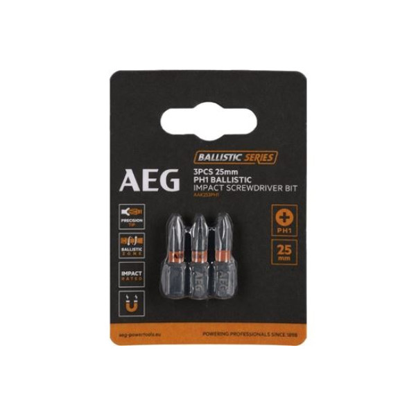 Біта ударна AEG AAK253PH1, PH1, 25мм (3шт) Біта ударна AEG AAK253PH1, PH1, 25мм (3шт)