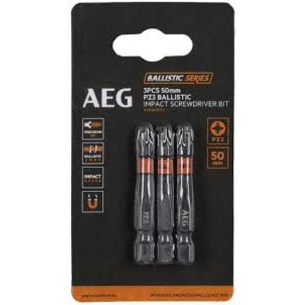 Біта ударна AEG AAK502PZ3, PZ3, 50мм (3шт) Біта ударна AEG AAK502PZ3, PZ3, 50мм (3шт)