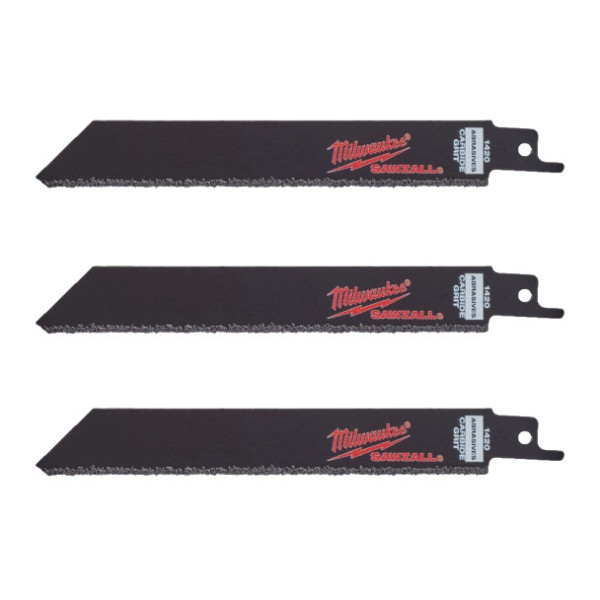 Полотно для шабельних пил Carbide Grit MILWAUKEE, 150мм, (3шт) (чавун, абразивні матеріали, фіберглас) Полотно для шабельних пил Carbide Grit MILWAUKEE, 150мм, (3шт) (чавун, абразивні матеріали, фіберглас)
